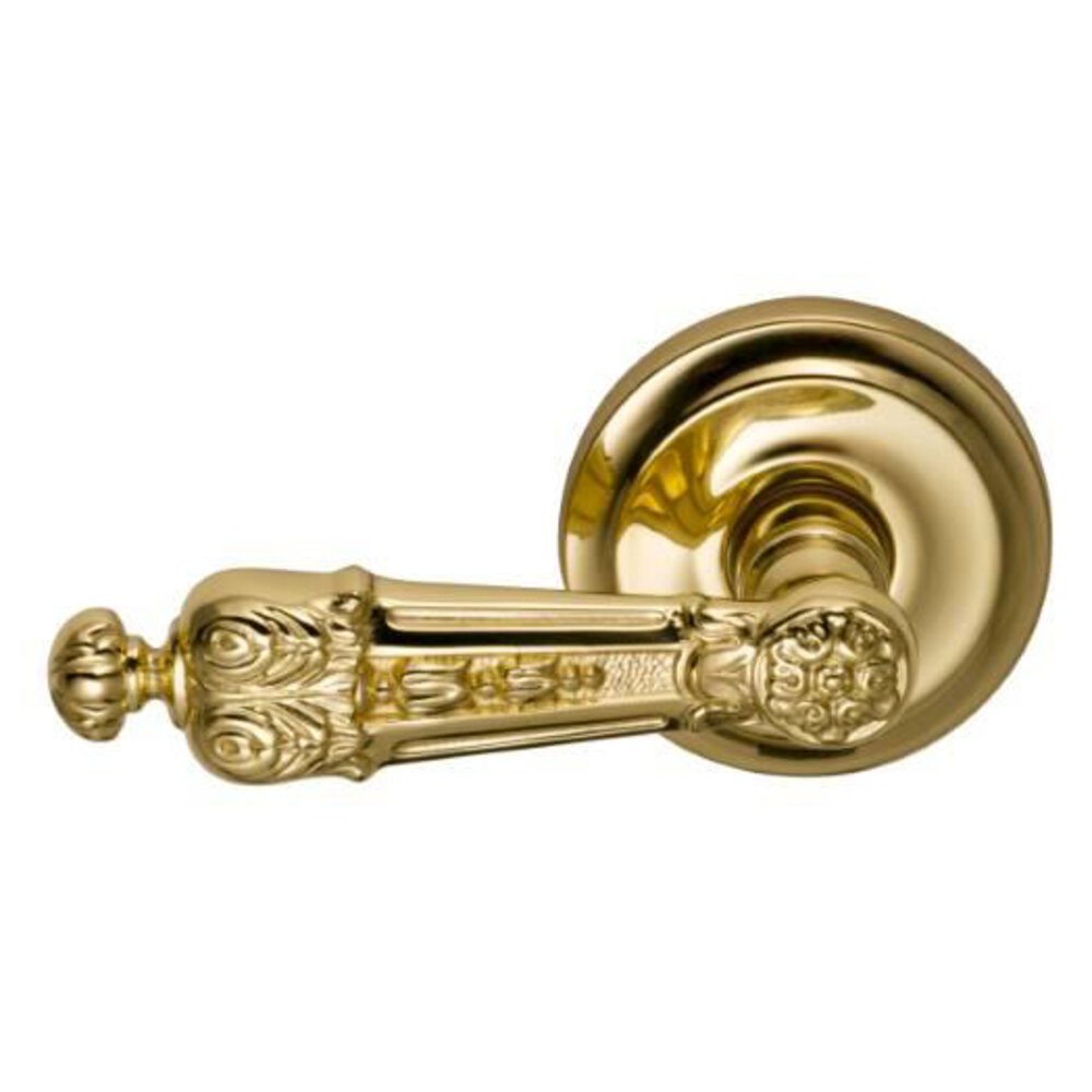 Omnia Hardware Passage Royale Left Handed Lever with Radial Rosette in Polished Brass Lacquered