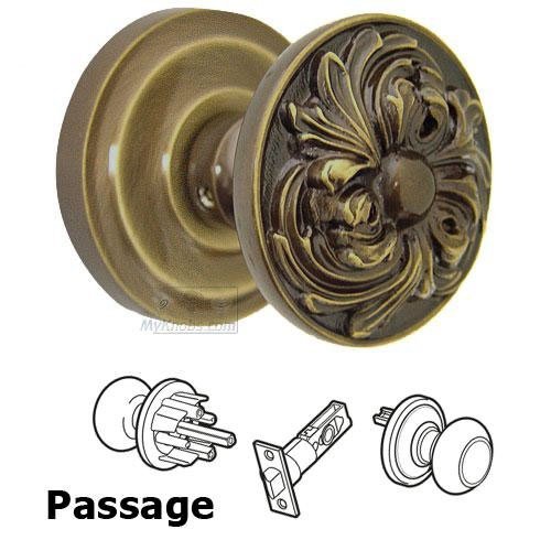 Omnia Hardware Passage Latchset Ornate Flower Knob with Radial Rosette in Shaded Bronze Lacquered