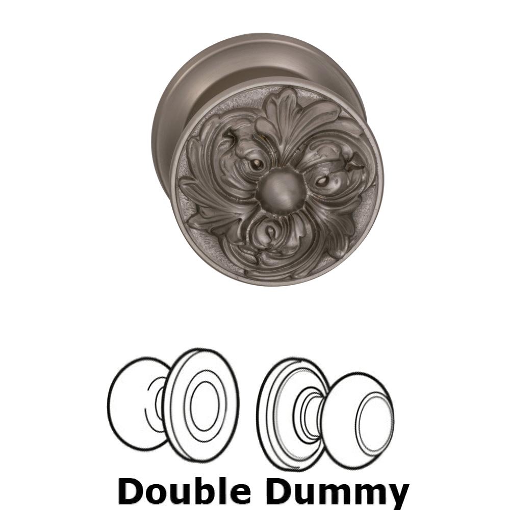 Omnia Hardware Double Dummy Set Ornate Flower Knob with Radial Rosette in Satin Nickel Lacquered