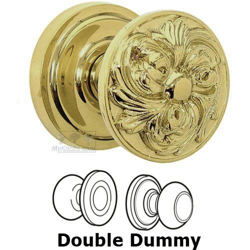Omnia Hardware Double Dummy Set Ornate Flower Knob with Radial Rosette in Max Brass