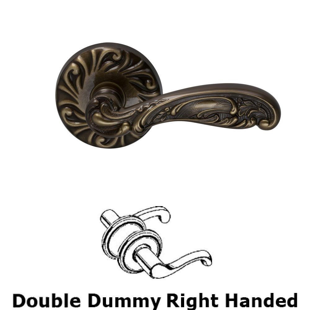 Omnia Hardware Double Dummy Carved Right Handed Lever with Carved Rosette in Shaded Bronze Lacquered