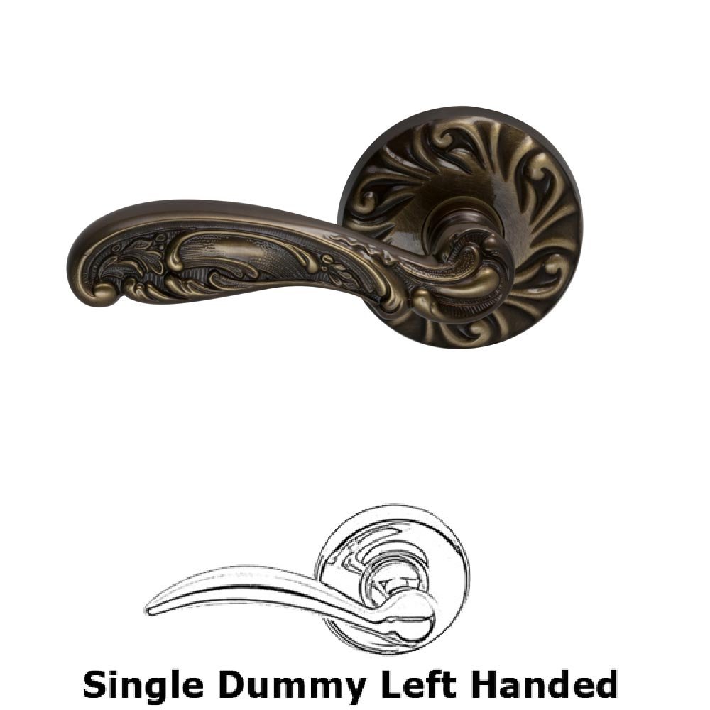 Omnia Hardware Single Dummy Carved Left Handed Lever with Carved Rosette in Shaded Bronze Lacquered