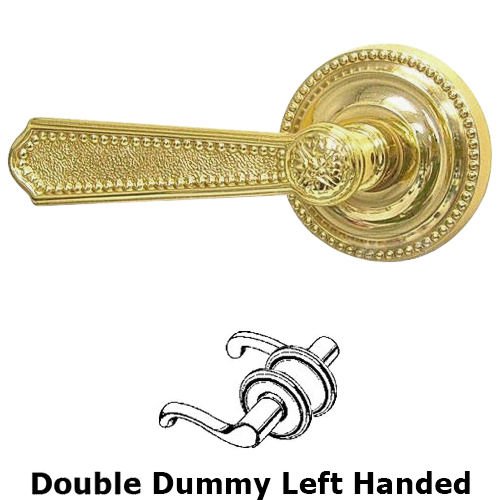Omnia Hardware Double Dummy Beaded Left Handed Lever with Beaded Rosette in Polished Brass Lacquered