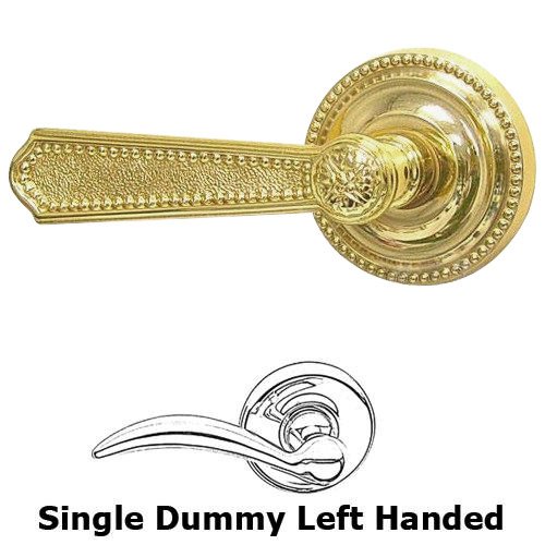 Omnia Hardware Single Dummy Beaded Left Handed Lever with Beaded Rosette in Polished Brass Lacquered