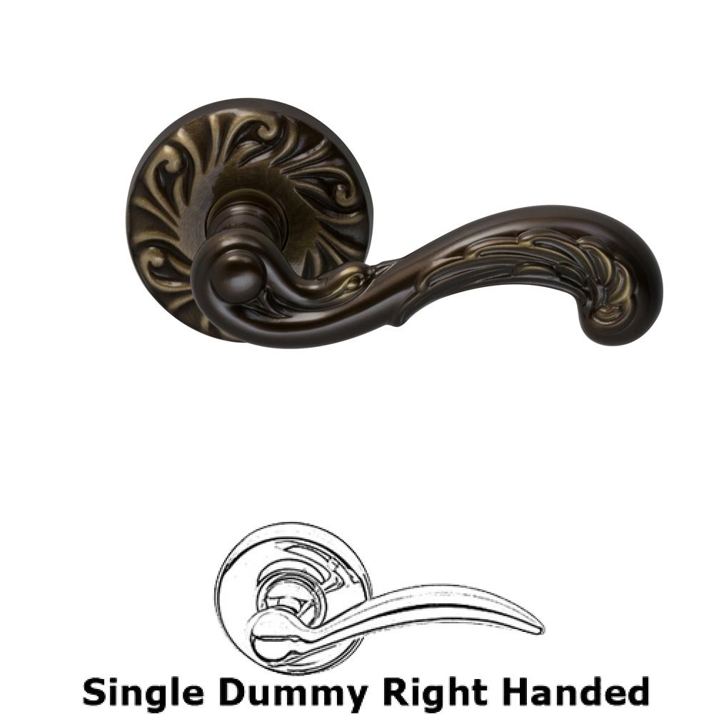Omnia Hardware Single Dummy Carved Wave Right Handed Lever with Carved Rosette in Shaded Bronze Lacquered