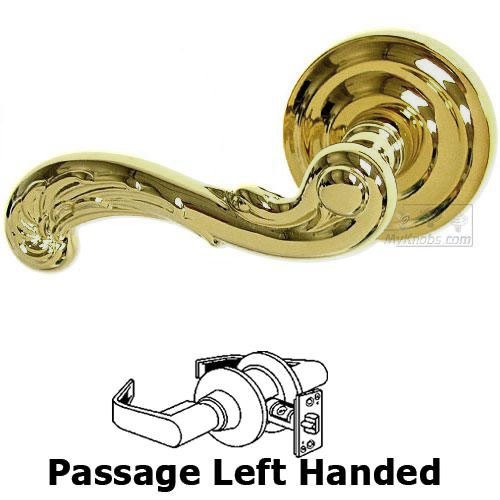 Omnia Hardware Passage Carved Wave Left Handed Lever with Radial Rosette in Max Brass