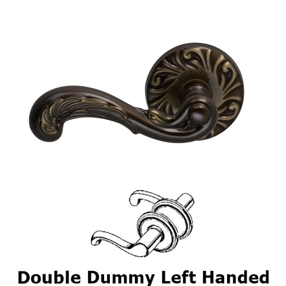 Omnia Hardware Double Dummy Carved Wave Left Handed Lever with Carved Rosette in Shaded Bronze Lacquered