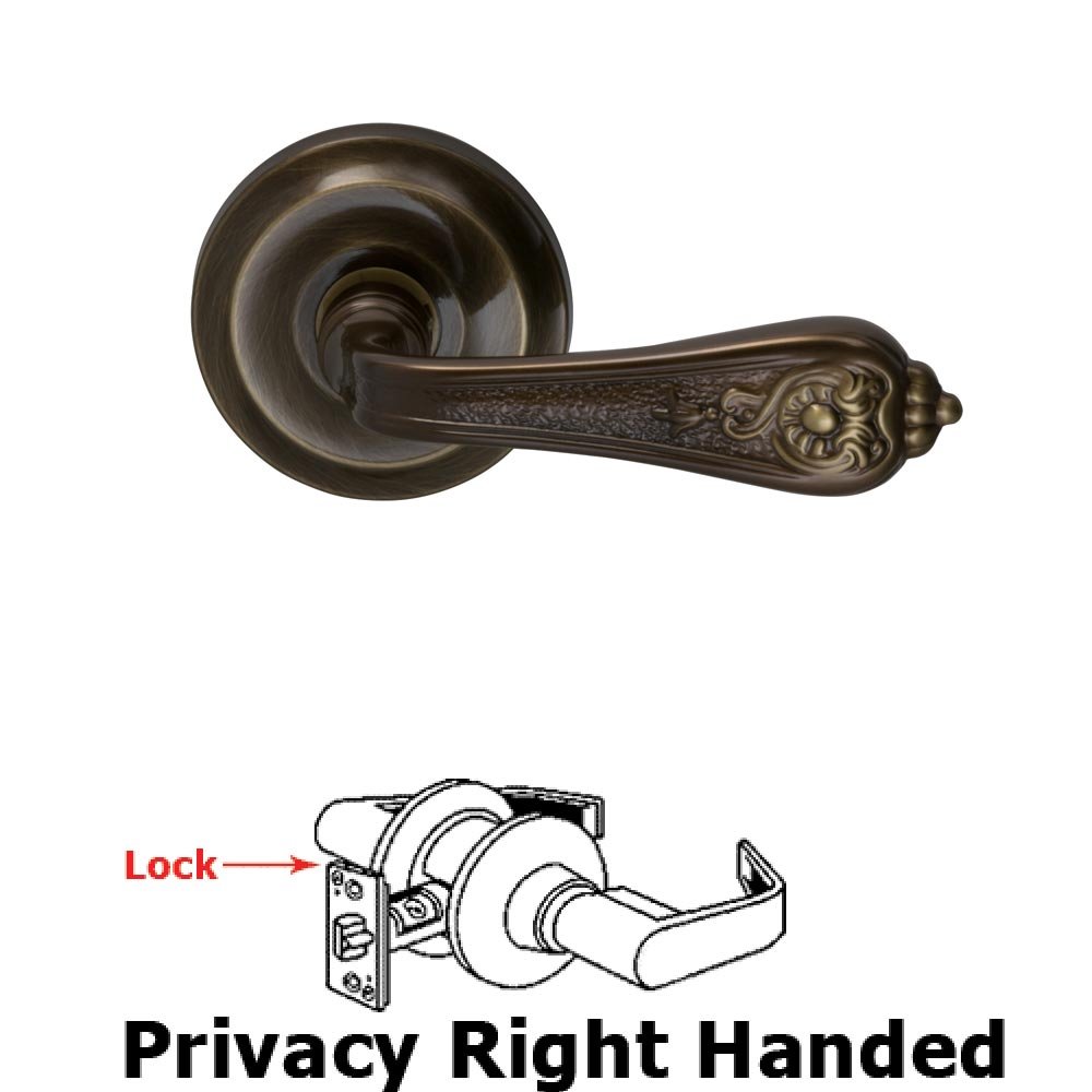 Omnia Hardware Privacy Crested Right Handed Lever with Radial Rosette in Shaded Bronze Lacquered