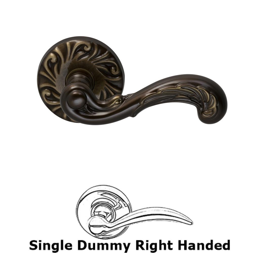 Omnia Hardware Single Dummy Crested Right Handed Lever with Radial Rosette in Shaded Bronze Lacquered