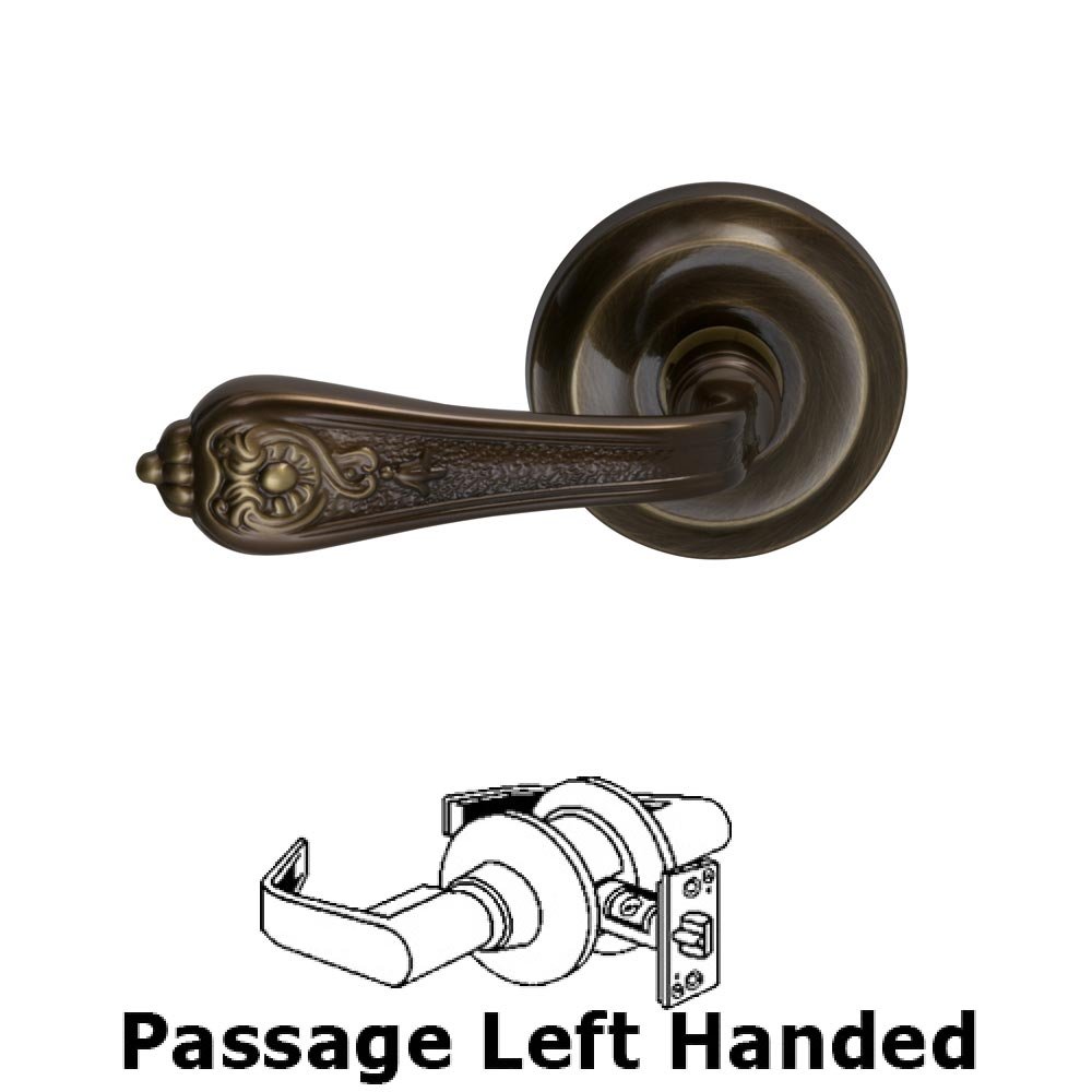 Omnia Hardware Passage Crested Left Handed Lever with Radial Rosette in Shaded Bronze Lacquered