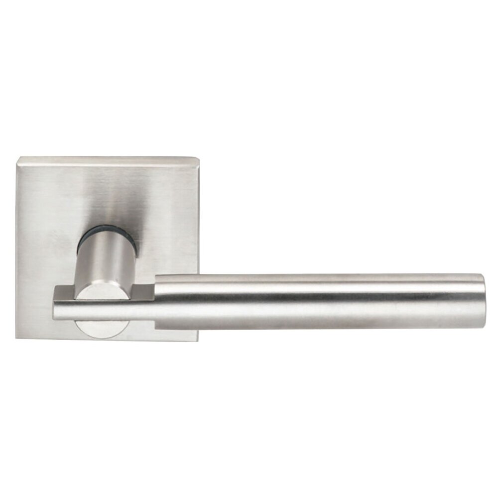 Omnia Hardware Passage Interlocking Lever with Square Rose in Brushed Stainless Steel