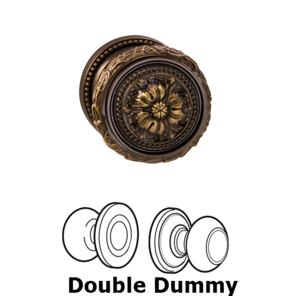 Omnia Hardware Double Dummy Set Ornate Floral Edge Knob with Beaded Rosette in Shaded Bronze Lacquered