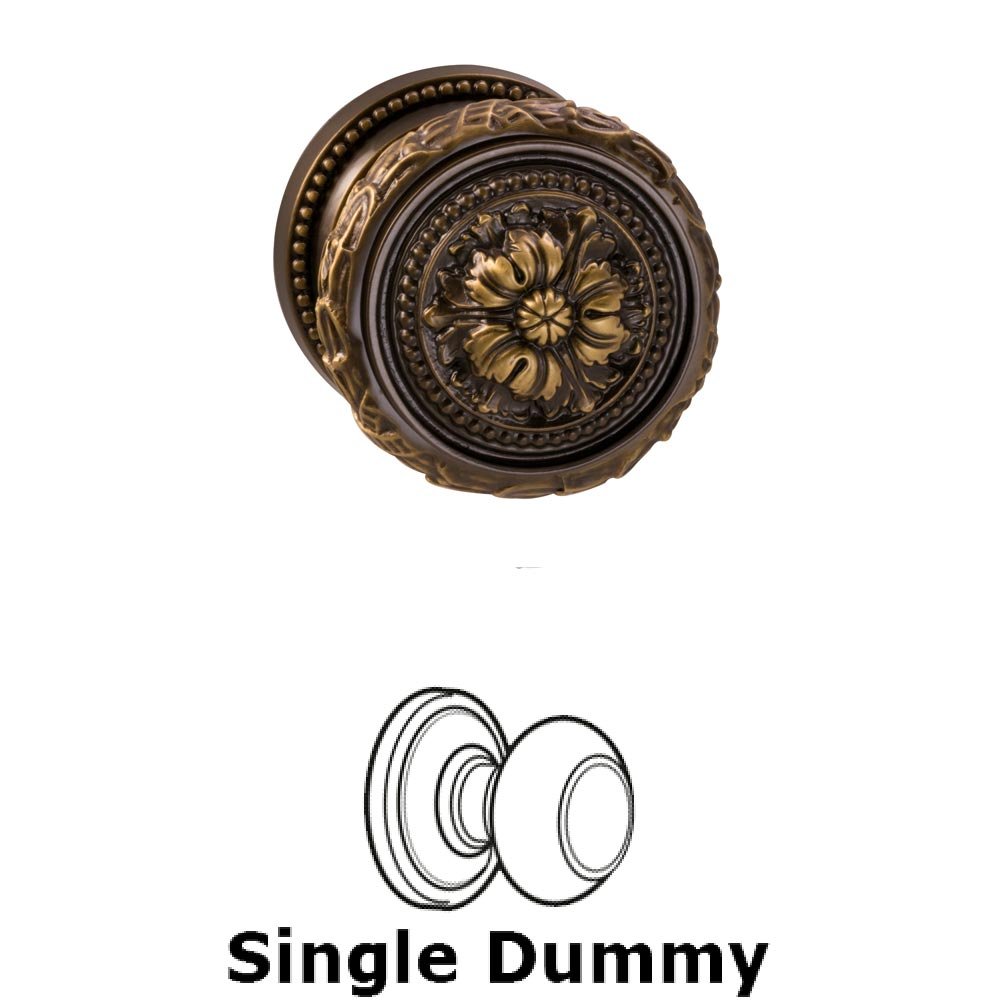 Omnia Hardware Single Dummy Ornate Floral Edge Knob with Beaded Rosette in Shaded Bronze Lacquered