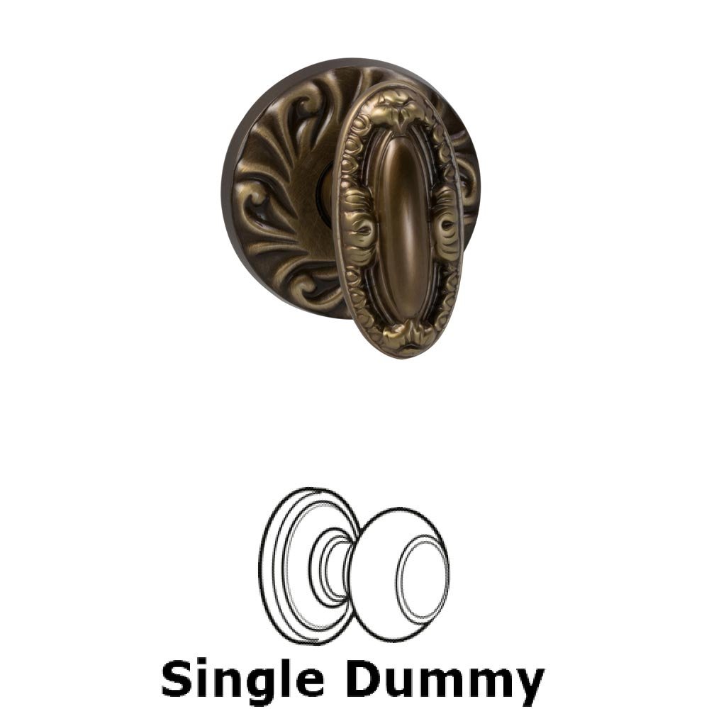 Omnia Hardware Single Dummy Ornate Carved Oval Knob with Carved Rosette in Shaded Bronze Lacquered