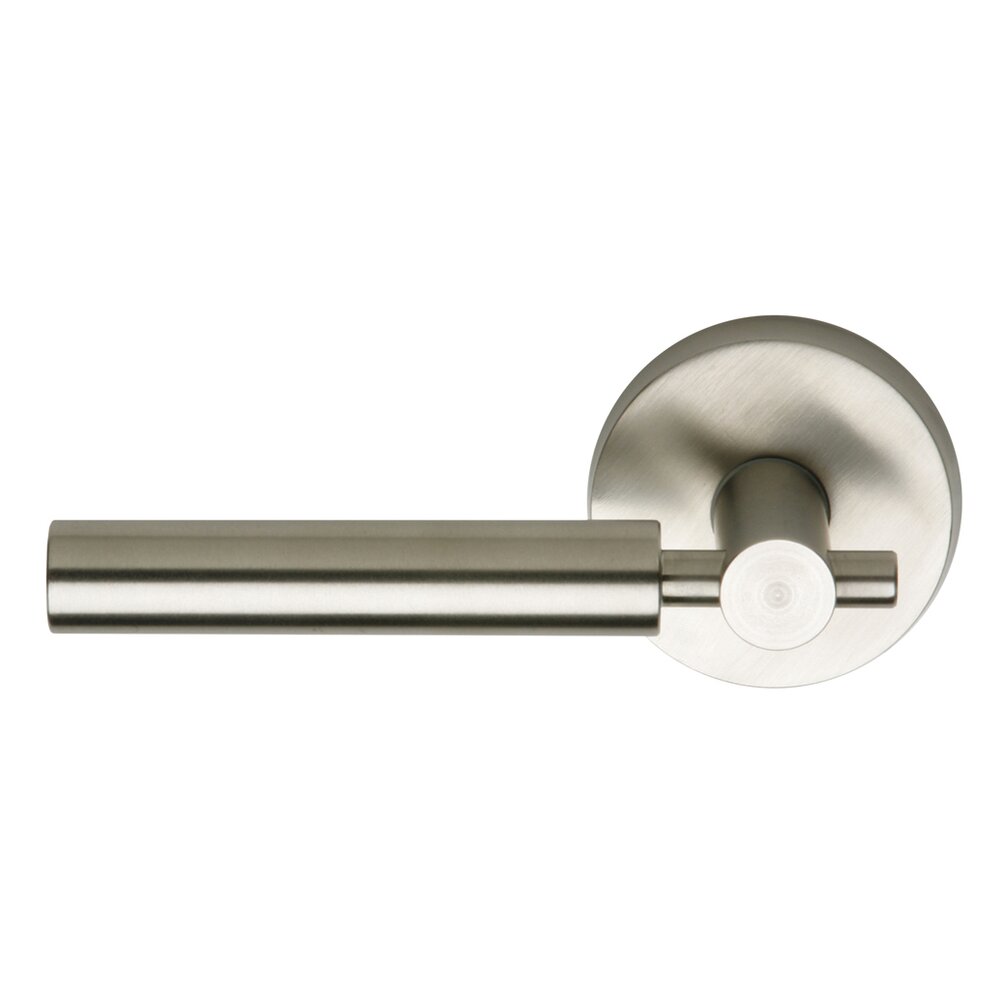 Omnia Hardware Passage Euro Left Handed Lever with Plain Rosette in Brushed Stainless Steel