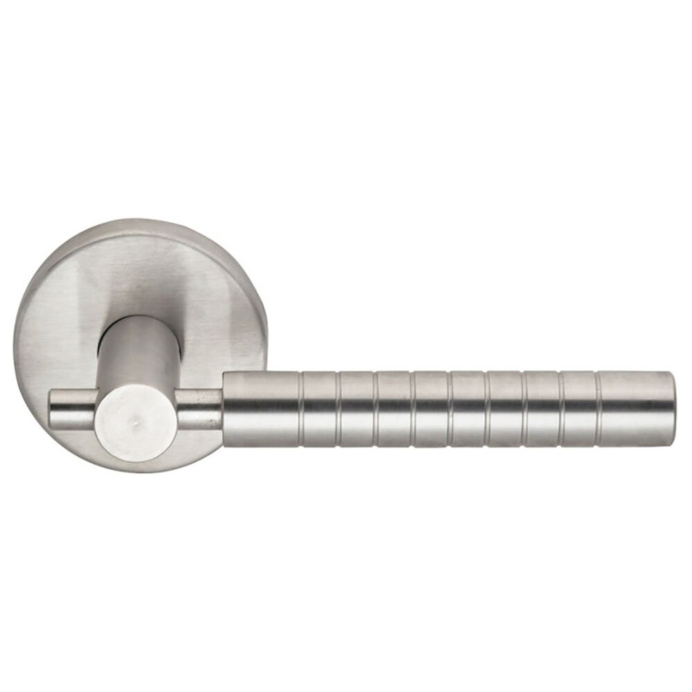 Omnia Hardware Passage Euro Ridge Right Handed Lever with Plain Rosette in Brushed Stainless Steel