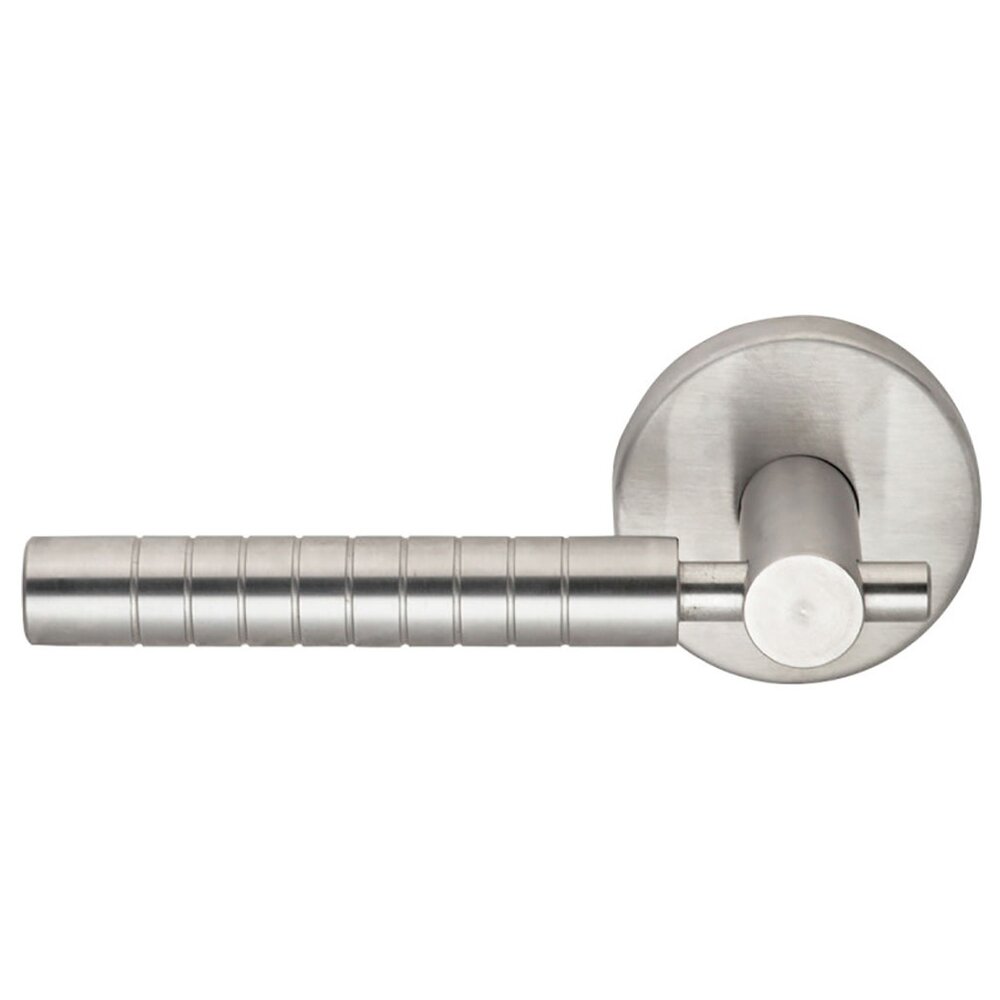 Omnia Hardware Double Dummy Euro Ridge Left Handed Lever with Plain Rosette in Brushed Stainless Steel
