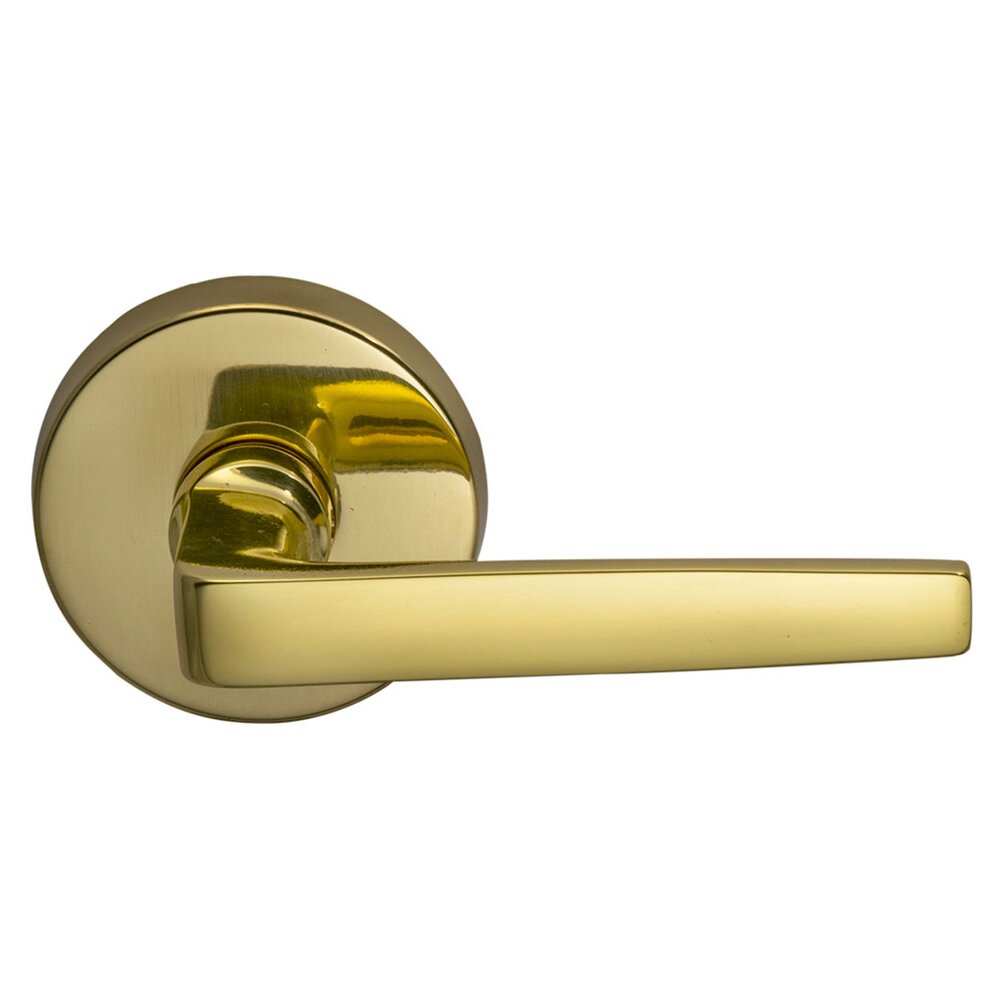Omnia Hardware Passage Chicago Right Handed Lever with Plain Rosette in Polished Brass Lacquered