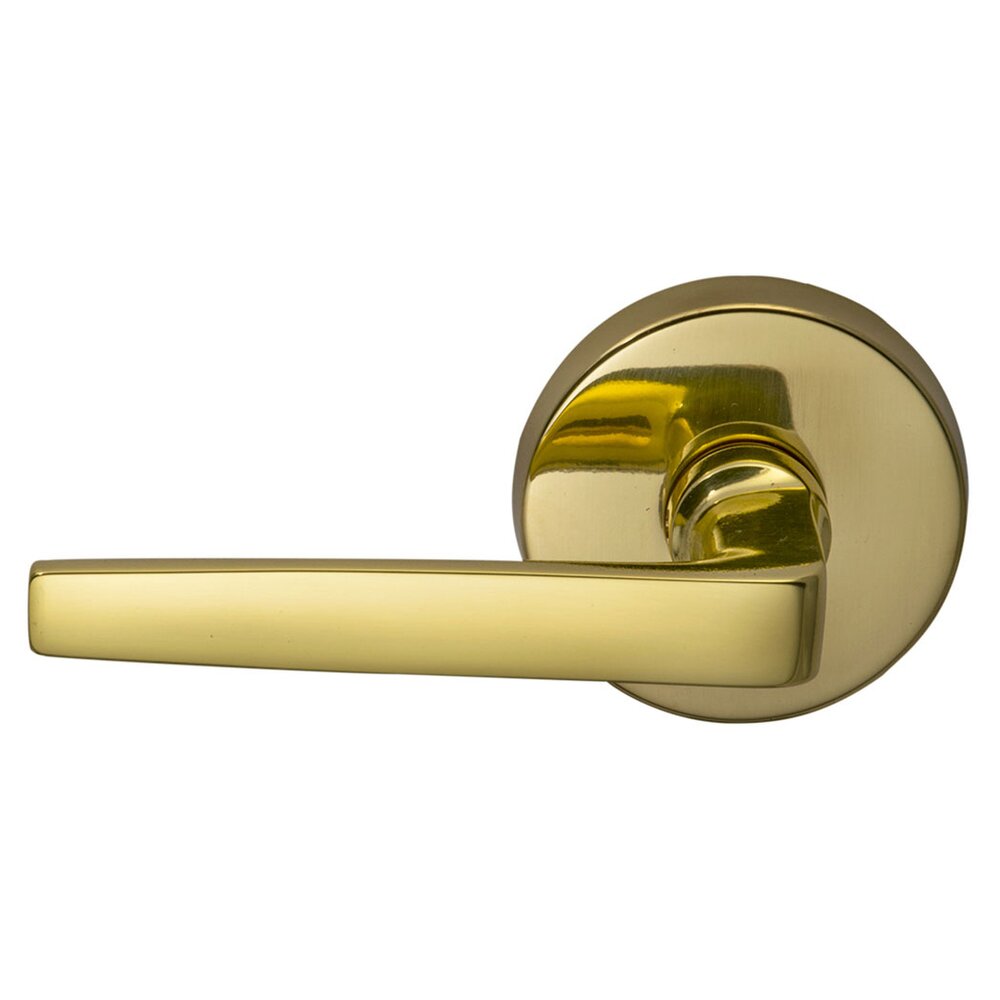 Omnia Hardware Double Dummy Chicago Left Handed Lever with Plain Rosette in Polished Brass Lacquered