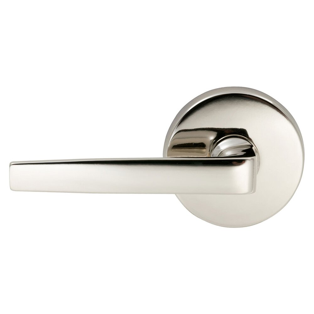 Omnia Hardware Privacy Chicago Left Handed Lever with Plain Rosette in Polished Nickel Lacquered
