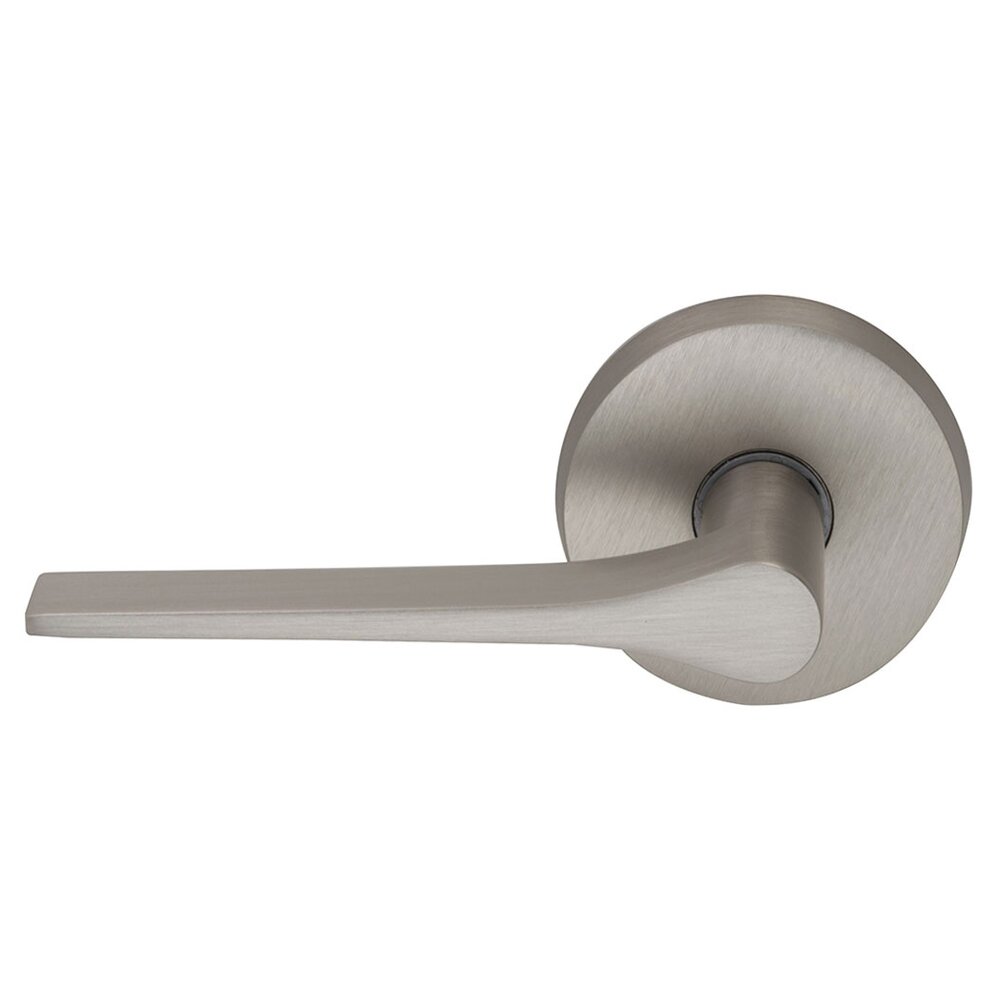 Omnia Hardware Passage Thin Taper Left Handed Lever with Plain Rosette in Satin Nickel Lacquered