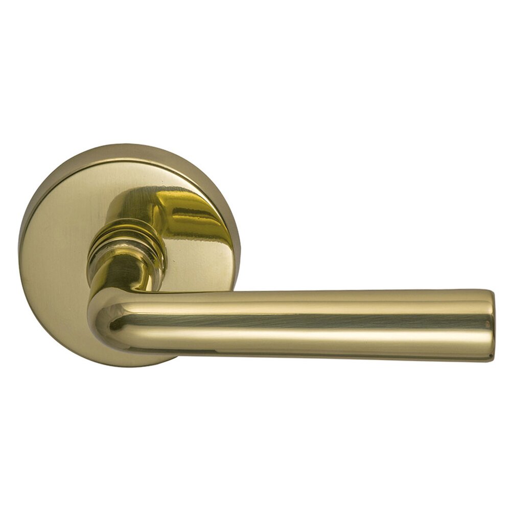 Omnia Hardware Passage Soho Right Handed Lever with Plain Rosette in Polished Brass Lacquered