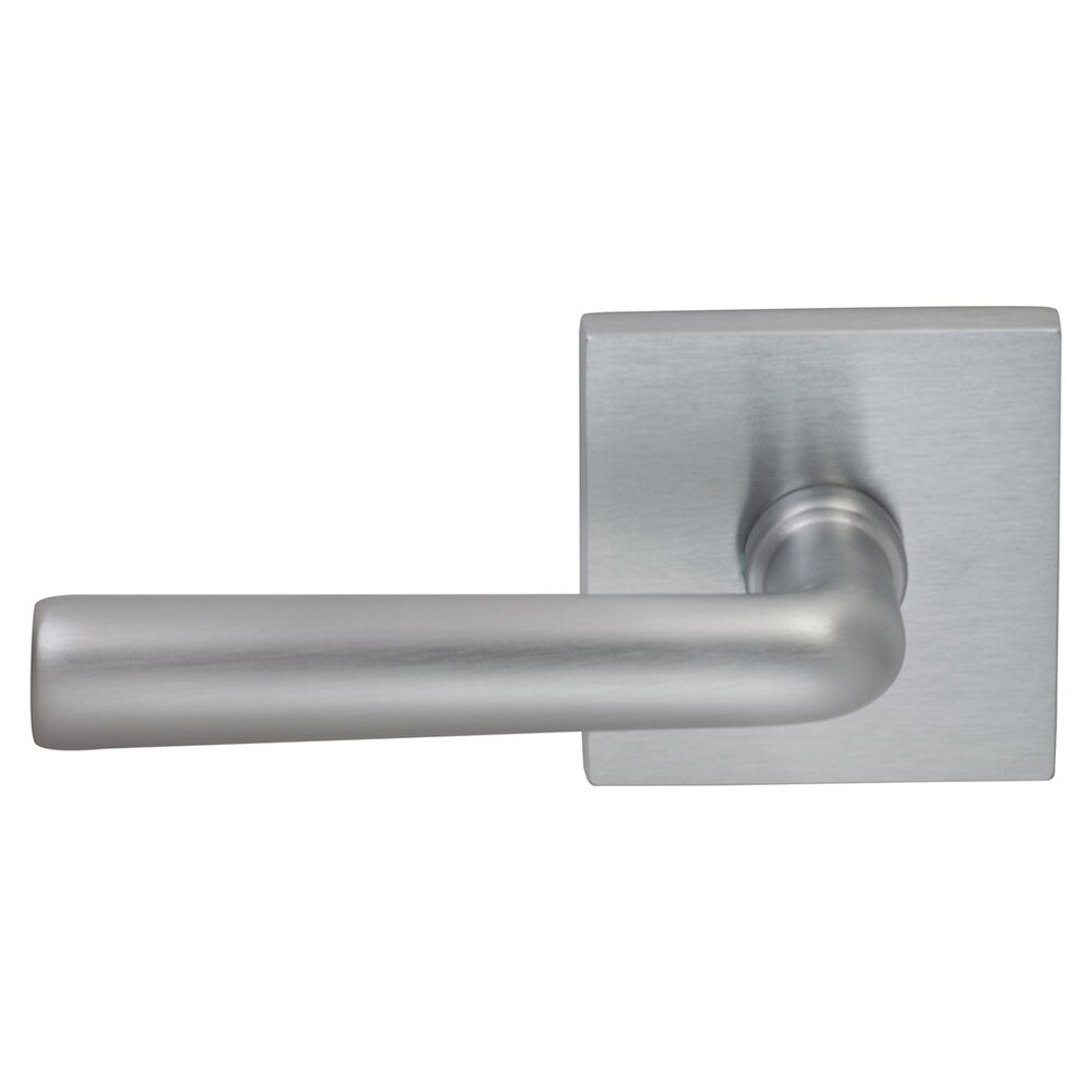 Omnia Hardware Privacy Soho Left Handed Lever with Square Rosette in Satin Chrome