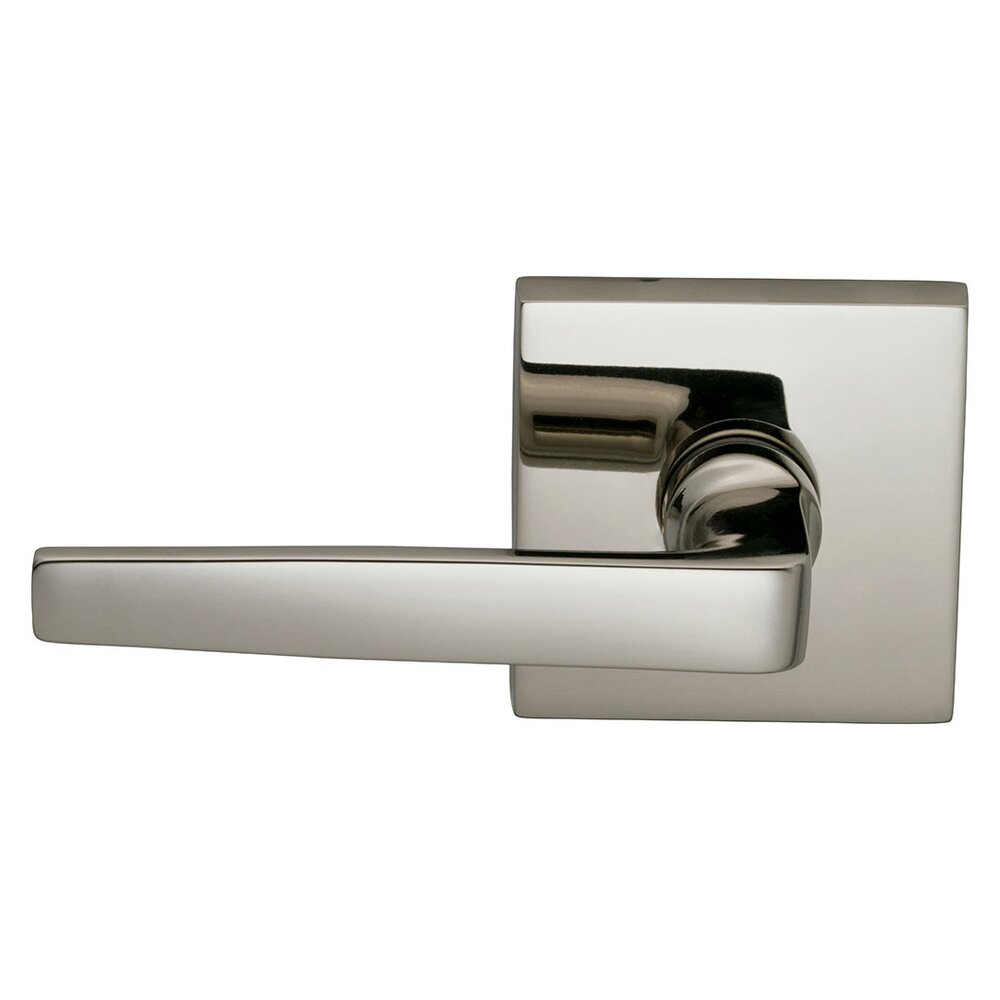 Omnia Hardware Passage Chicago Left Handed Lever with Square Rosette in Polished Nickel Lacquered