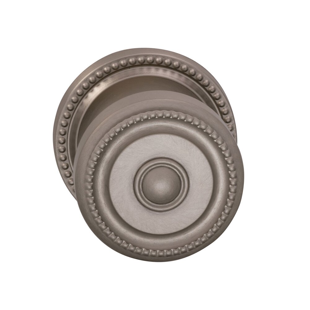 Omnia Hardware Double Dummy Set Classic Beaded Knob with Beaded Rosette in Satin Nickel Lacquered