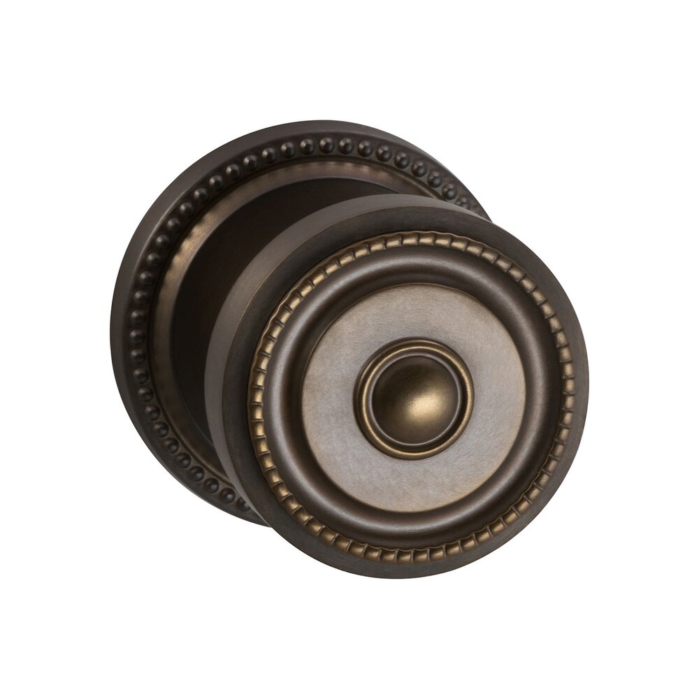 Omnia Hardware Single Dummy Traditions Beaded Knob with Beaded Rosette in Antique Bronze Unlacquered