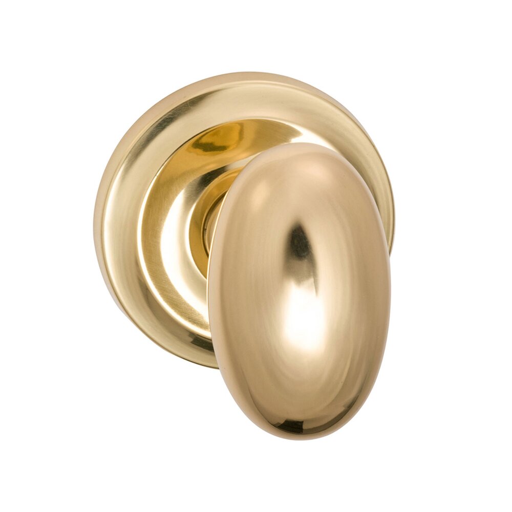 Omnia Hardware Passage Latchset Classic Egg Knob with Radial Rosette in Polished Brass Lacquered