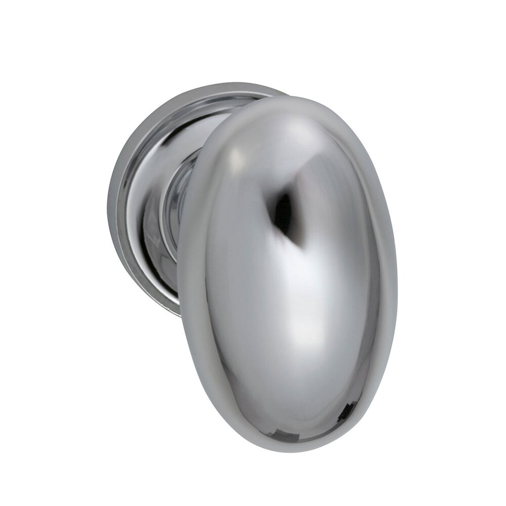 Omnia Hardware Passage Traditions Classic Egg Door Knob with Small Radial Rosette in Polished Chrome