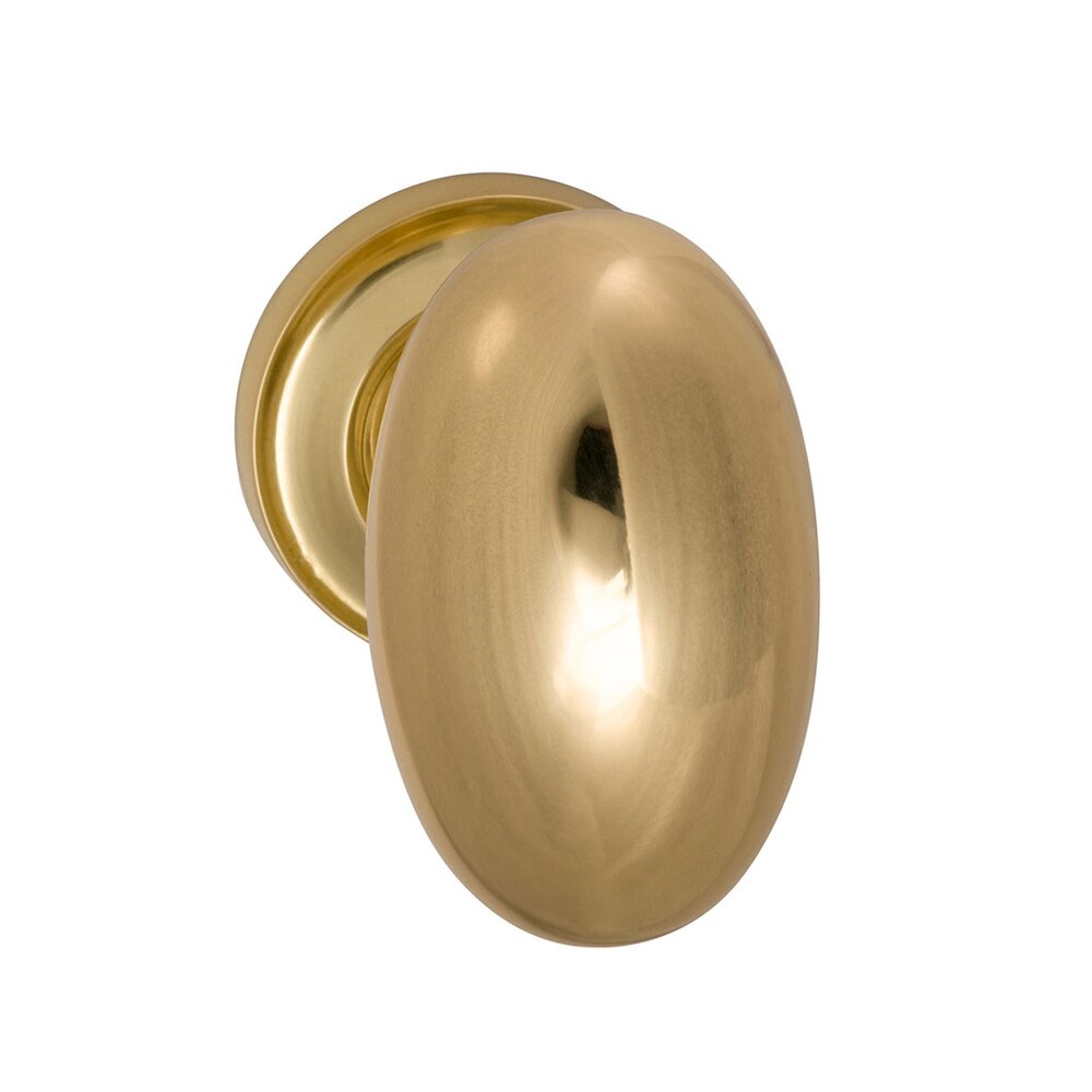 Omnia Hardware Passage Traditions Classic Egg Door Knob with Small Radial Rosette in Polished Brass Lacquered