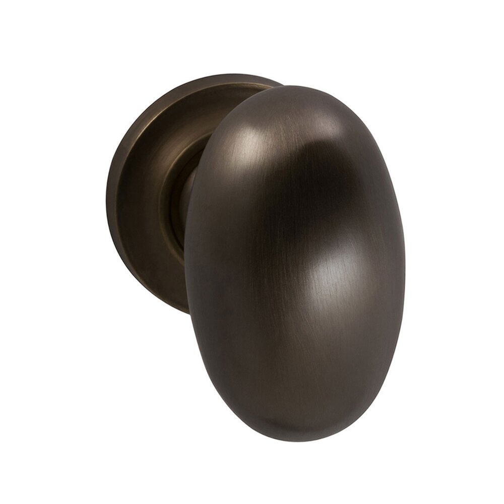Omnia Hardware Single Dummy Traditions Classic Egg Door Knob with Small Radial Rosette in Antique Bronze Unlacquered