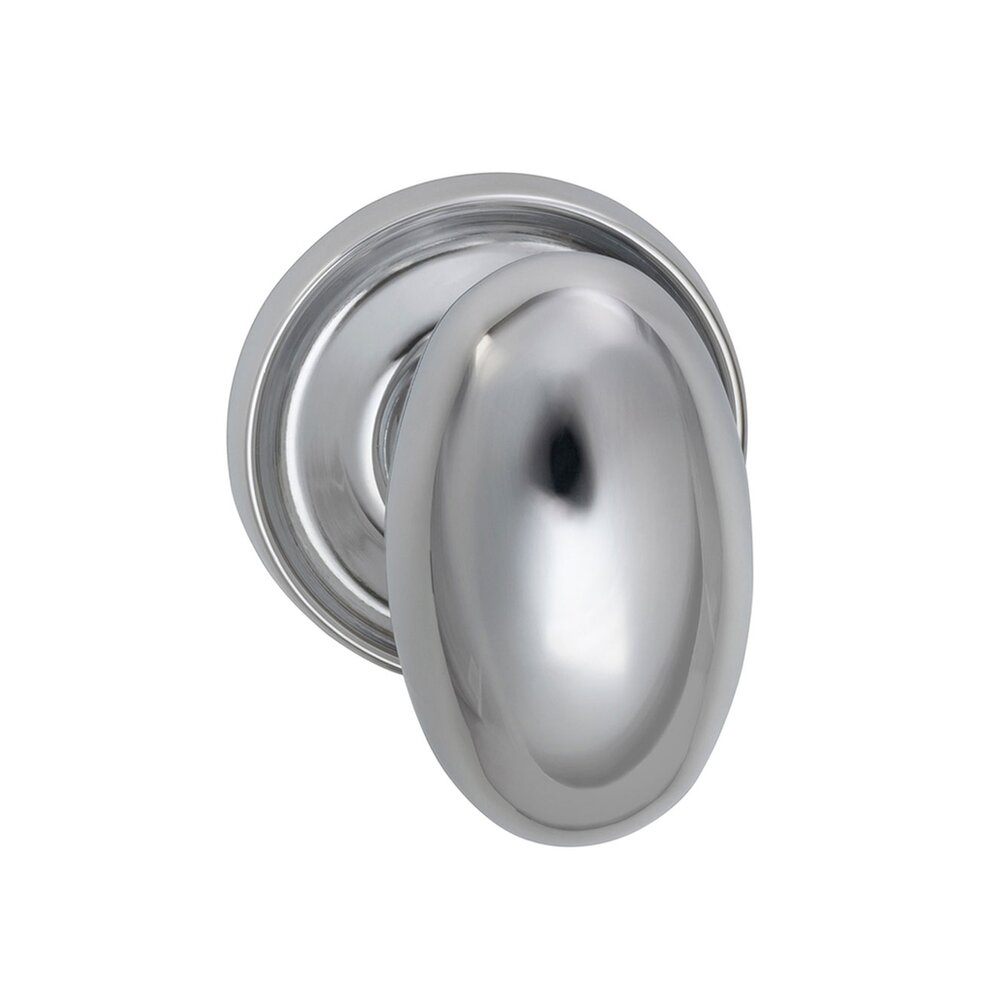Omnia Hardware Passage Traditions Classic Egg Door Knob with Medium Radial Rosette in Polished Chrome