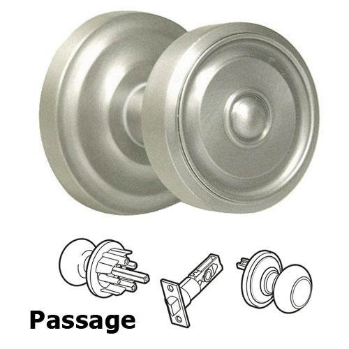 Omnia Hardware Passage Latchset Classic Ridge Knob with Radial Rosette in Satin Nickel Lacquered