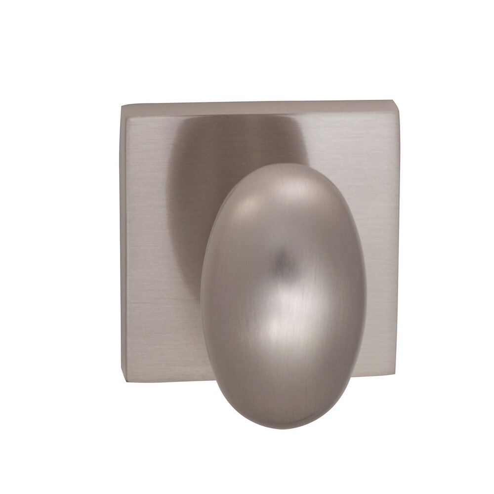 Omnia Hardware Single Dummy Egg Knob with Square Rose in Satin Nickel Lacquered Plated, Lacquered