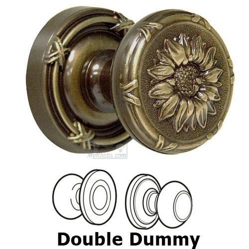Omnia Hardware Double Dummy Set Classic Sunflower Knob with Ribbon and Reed Rosette in Shaded Bronze Lacquered