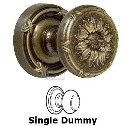 Omnia Hardware Single Dummy Classic Sunflower Knob with Ribbon and Reed Rosette in Shaded Bronze Lacquered