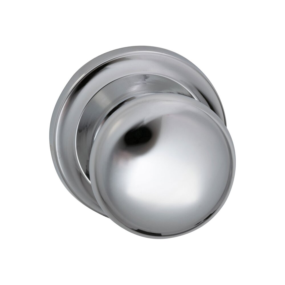 Omnia Hardware Passage Latchset Classic 2 1/8" Half Round Knob with Radial Rosette in Polished Chrome