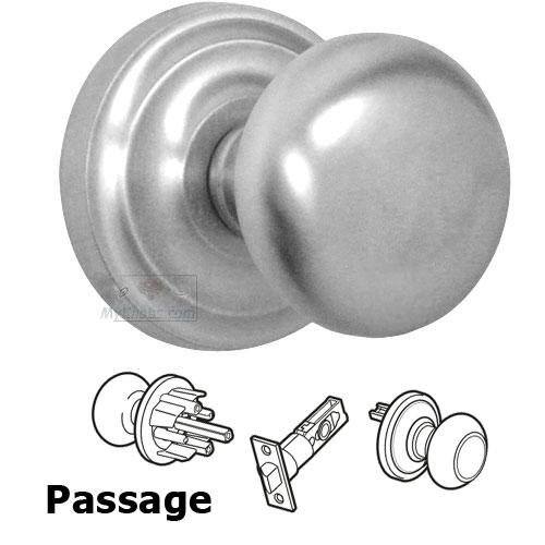 Omnia Hardware Passage Latchset Classic 2 1/8" Half Round Knob with Radial Rosette in Max Steel