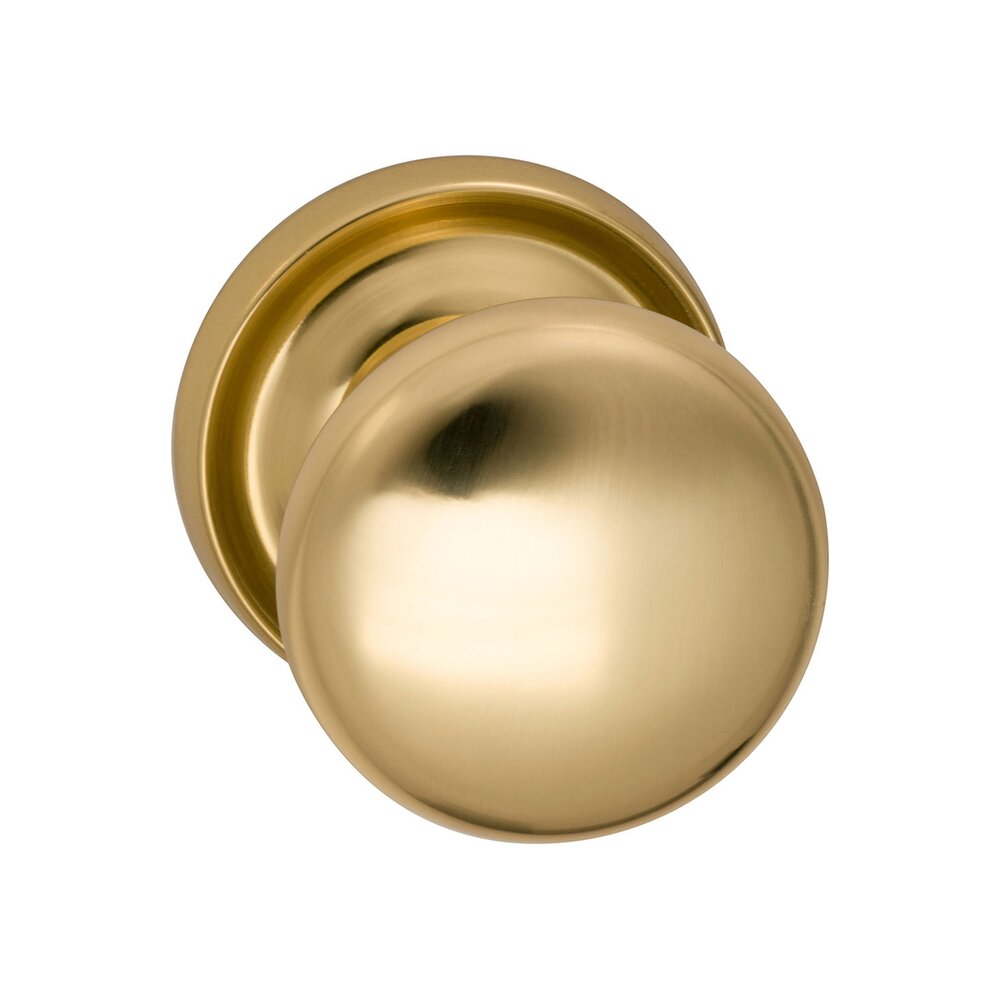 Omnia Hardware Passage Traditions Half Round Door Knob with Medium Radial Rosette in Polished Brass Lacquered