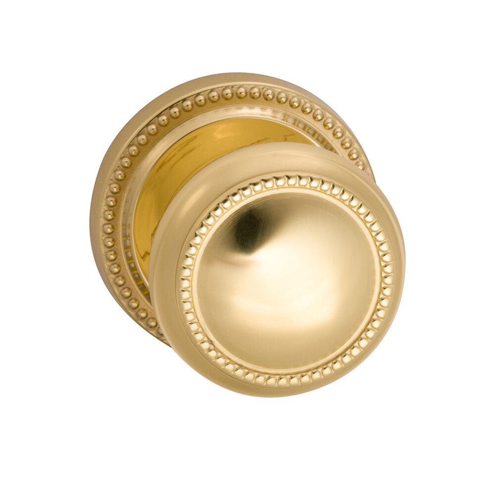 Omnia Hardware Single Dummy Traditions Beaded Knob with Beaded Rosette in Polished Brass Unlacquered