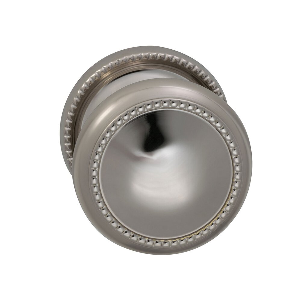 Omnia Hardware Passage Traditions Beaded Door Knob with Medium Beaded Rosette in Polished Nickel Lacquered