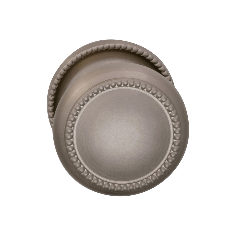 Omnia Hardware Passage Traditions Beaded Door Knob with Medium Beaded Rosette in Satin Nickel Lacquered