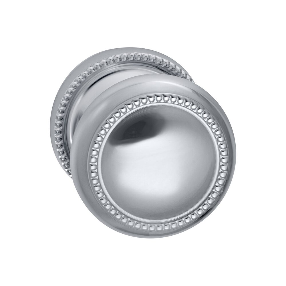 Omnia Hardware Passage Traditions Beaded Door Knob with Medium Beaded Rosette in Polished Chrome