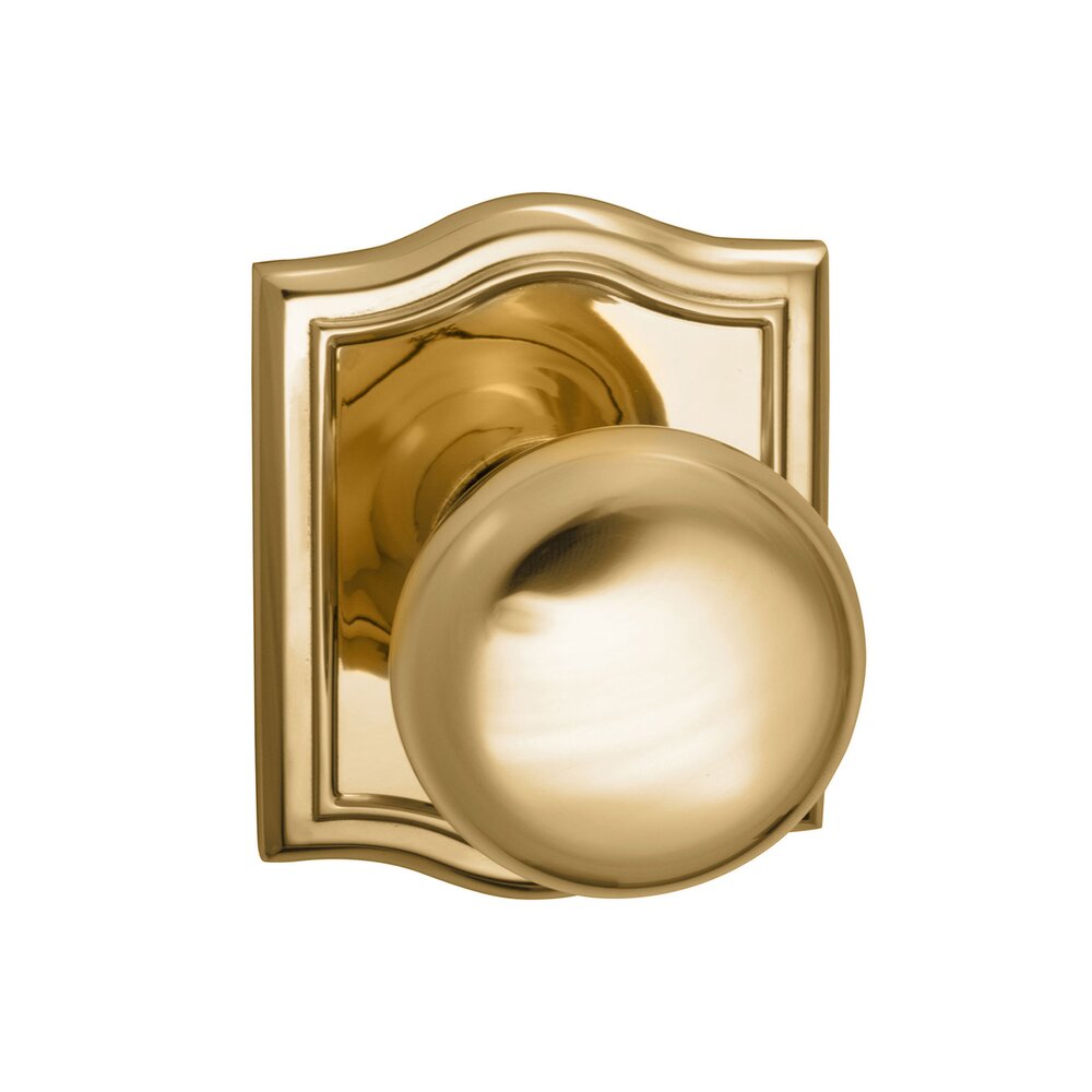 Omnia Hardware Single Dummy Colonial Knob with Arch Rose in Polished Brass Lacquered