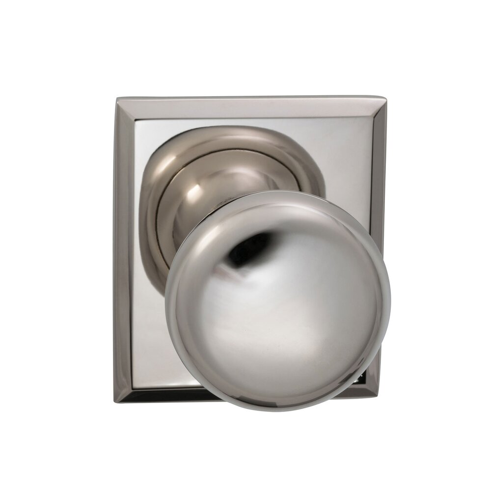 Omnia Hardware Double Dummy Colonial Knob with Rectangle Rose in Polished Nickel Lacquered