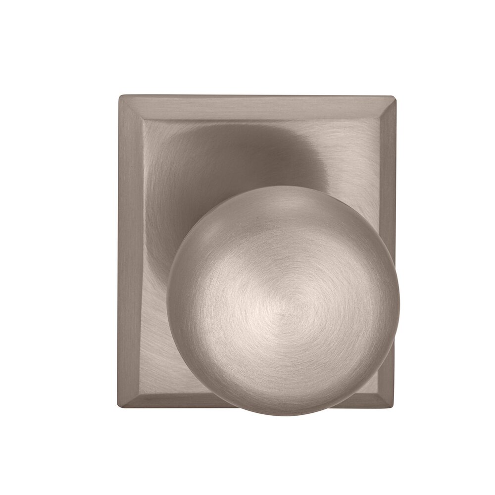 Omnia Hardware Passage Colonial Knob with Rectangle Rose in Satin Nickel Lacquered