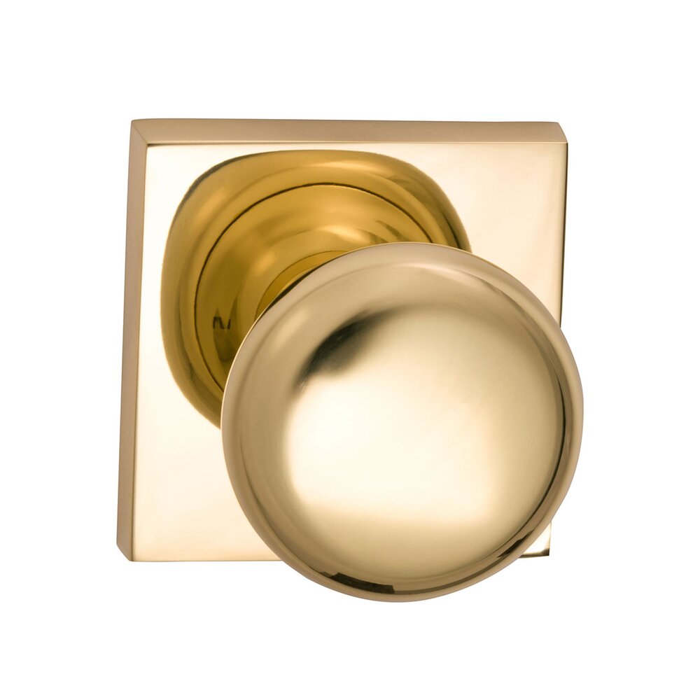 Omnia Hardware Double Dummy Colonial Knob with Square Rose in Polished Brass Lacquered